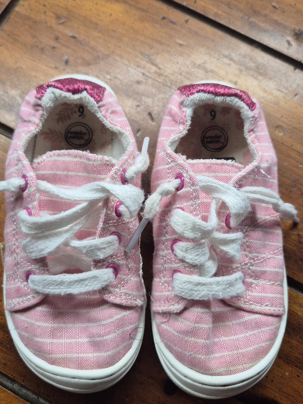 Wonder Nation Pink Girls' Casual Lace-Up Sneakers